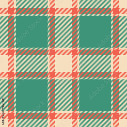 Livingroom tartan texture background, luxury fabric check pattern. Knit plaid vector seamless textile in teal and light colors.