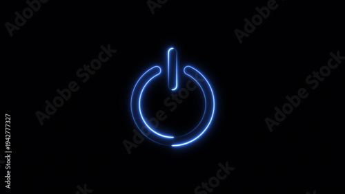 Neon power on/off symbol. glowing neon power on off buttons with start and shutdown button illustration on black background.