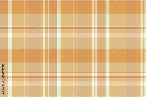 Trendy tartan vector plaid, france background texture check. Cut out seamless textile pattern fabric in light and orange colors.