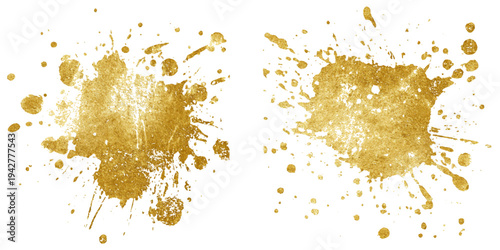 Luxury golden grunge paint brush stroke set splash vector design. abstract gold foil stain artistic line element banner border frame background.