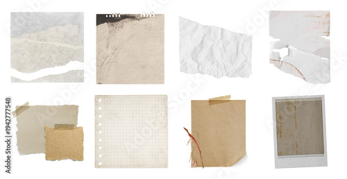 Vintage torn paper textures collection
