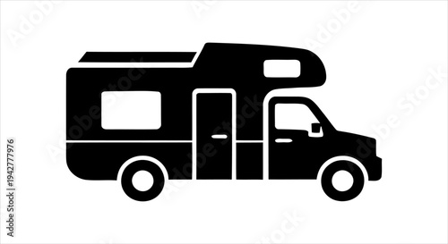 Sleek silhouette of a motorhome, symbolizing freedom, travel, and on-the-road adventures