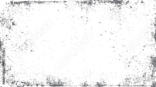 Grey distressed texture overlay with scattered dots and rough edges on white background grunge