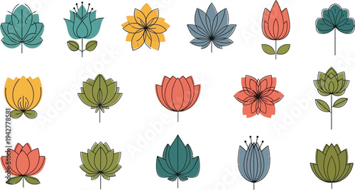 Colorful flower in various styles and colors flowers plants blooms petals