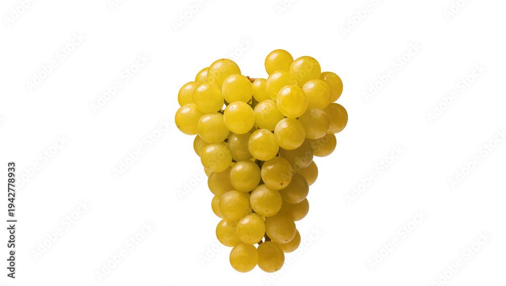 Naklejka premium Isolated bunch of fresh seedless yellow grapes on a plain background for healthy eating