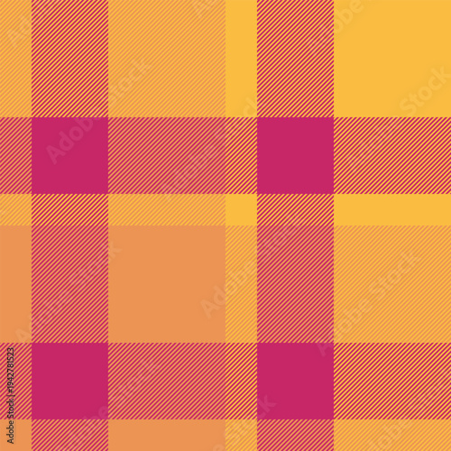 Lady texture vector check, intricate textile tartan plaid. Sensual background pattern seamless fabric in pink and orange colors.