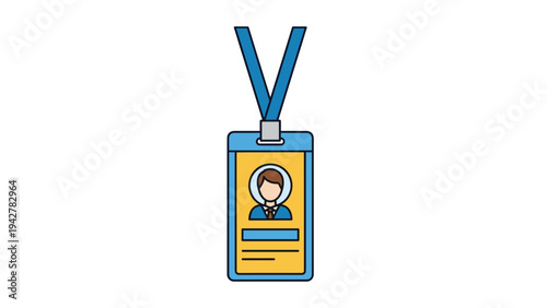 Flat style name badge with id card holder on lanyard for professional identification