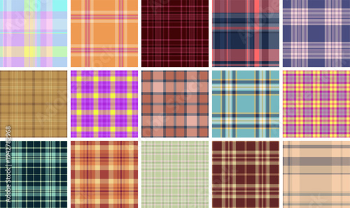 Timeless plaid bundle for multipurpose projects. Versatile tartan designs fit print and web. Vector quality remains consistent.