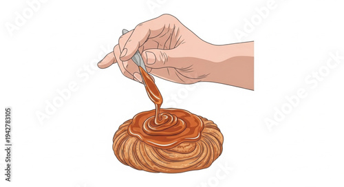 Hand Applying Honey to Honeycomb.