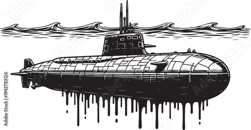 Military Submarine Vector Illustration