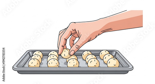 Hand Arranging Croissants on Baking Tray.