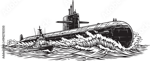 Military Submarine Vector Illustration
