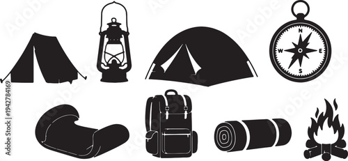 set of vector icons of camping