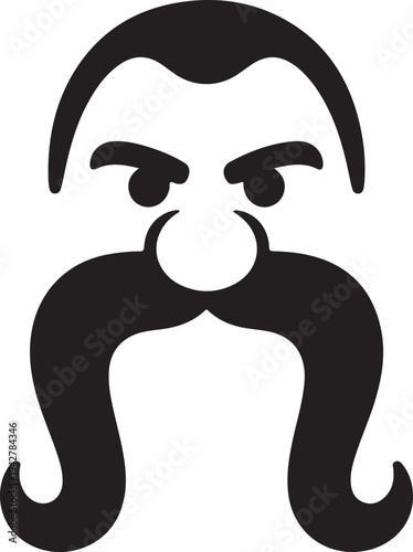 Strong man face with large mustache and eyebrows vector illustration