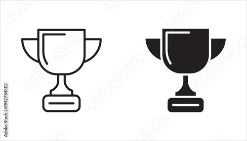 Set of icons in trophy style.victory, trophy, editable stroke outline, flat vector illustration isolated on white background.