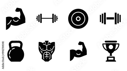 Bold fitness icon set for gym and training enthusiasts