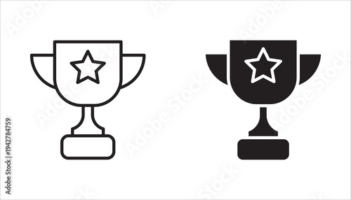 Set of icons in trophy style.victory, trophy, editable stroke outline, flat vector illustration isolated on white background.