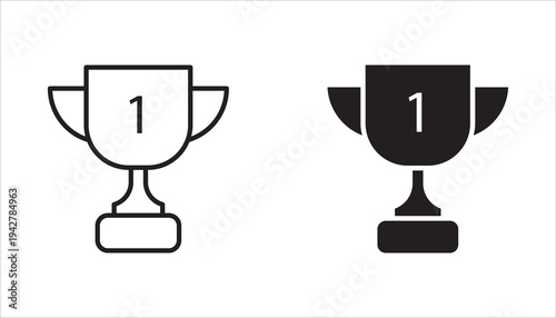 Set of icons in trophy style.victory, trophy, editable stroke outline, flat vector illustration isolated on white background.