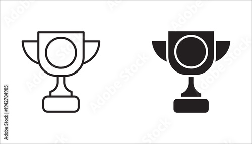 Set of icons in trophy style.victory, trophy, editable stroke outline, flat vector illustration isolated on white background.