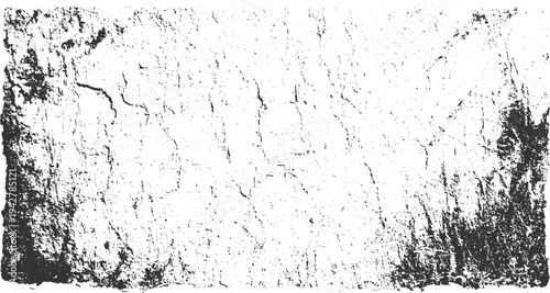 Black and white textured overlay of cracked dry earth surface with rough irregular patterns and scattered small dots