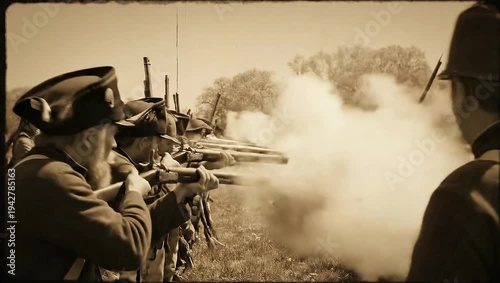 Wallpaper Mural Historical reenactment of a battle with soldiers firing muskets. Torontodigital.ca