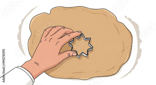 Hand Cutting Cookie Dough Shape.