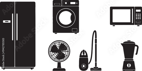 set of household appliances icons
