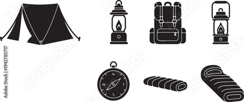 set of camping icons