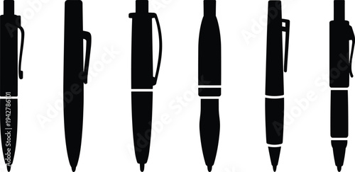 Ballpoint Pen Icons in Silhouette vector illustration