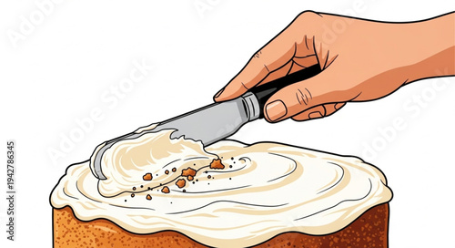 Hand Decorating Cake with Sprinkles.