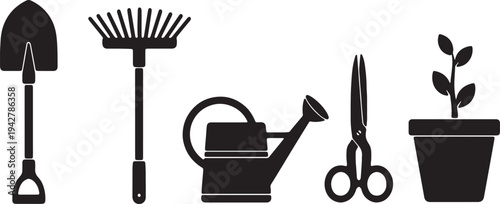 gardening tools and flowers