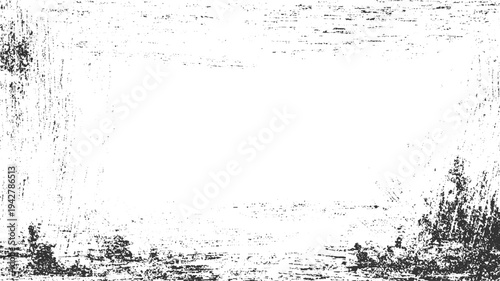 Black and white textured grunge overlay with distressed abstract patterns and scattered dots