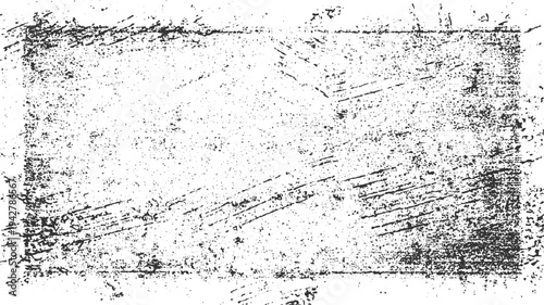 Black and white textured grunge overlay with distressed scratches and speckles