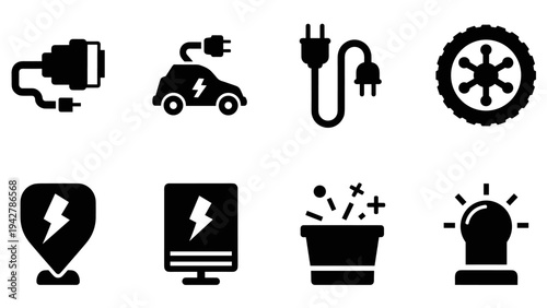 Futuristic electric vehicle icons highlighting innovation and sustainability in transportation