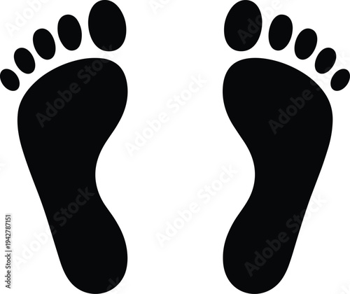 Black Silhouette of Human Footprints on White Background vector