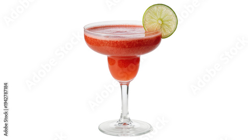 Tableau sur toile Isolated margarita cocktail in stemmed glass, refreshing drink for summertime pa