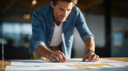 Wallpaper Mural Solo founder's hands arranging legal entity comparison charts on floor using printed articles and highlighters, sitting cross-legged in empty apartment, natural light revealing LLC versus C-corp Torontodigital.ca