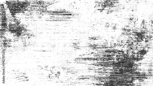 Black and white textured background with horizontal brush strokes and scattered dots abstract