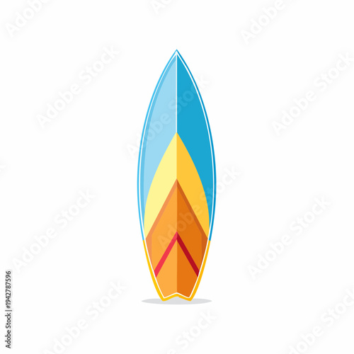 Colorful surfboard isolated on white background. Surfing and summer vacation concept