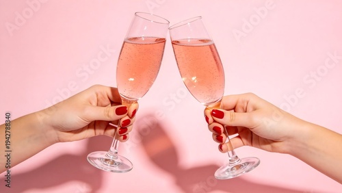 Two hands clinking champagne glasses