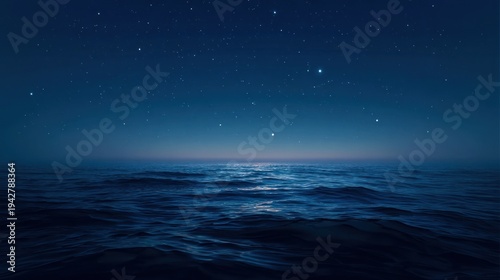 Ocean view at night with starry sky
