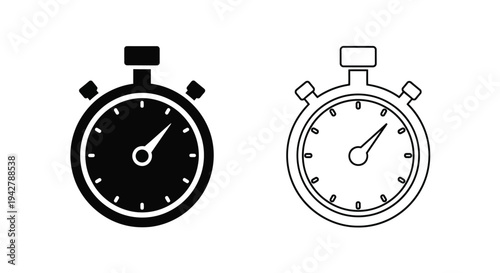 Two stopwatch icons one filled and one outlined depicting time measurement