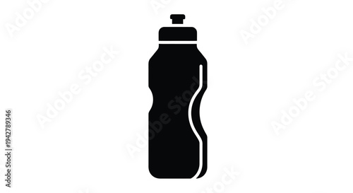 Simple black silhouette of a water bottle with a sport cap