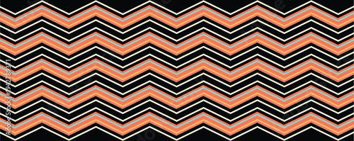 Seamless different colour retro chevron geometric zigzag pattern with striped lines for wallpaper texture and fabric design.