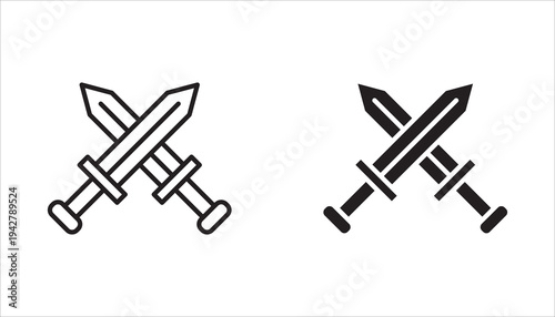 Crossed swords icon collection. Ancient weapon icons.
Sword icon vector. Sword symbol illustration. Pixel vector graphics - Vector.