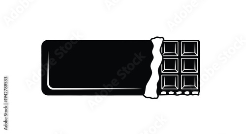 Simple black and white illustration of a partially unwrapped chocolate bar