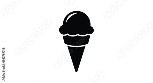 Simple black and white illustration of an ice cream cone