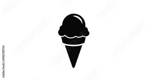 Simple black silhouette of an ice cream cone on a white background