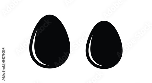 Two black oval shapes resembling eyes against a white background