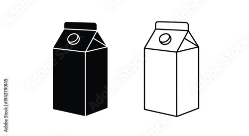 Two milk carton outlines one black one white against a white background
